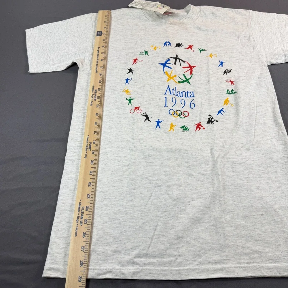 Vintage Atlanta 1996 Olympic Games T-Shirt Oneita Grey Heather Mens Medium NWT